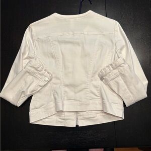 White House Black Market white jacket with ruffle detail